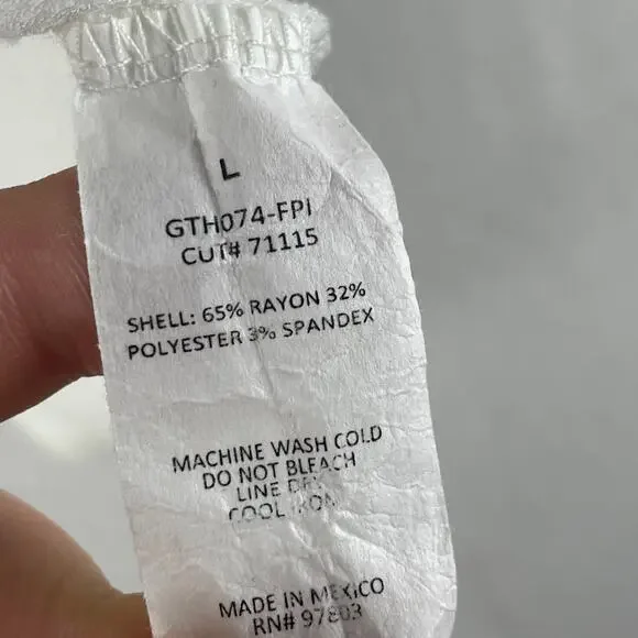 Green Envelope Women's White Cowl Neck Dolman Sleeve Large Top - Picture 6 of 8